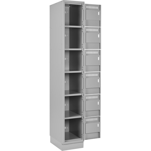 Clean Line Lockerette, 6 -tier, Bank of 3, 36" x 18" x 76", Steel, Grey, Rivet (Assembled) Chandler Sales