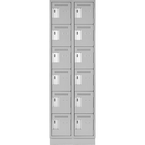 Clean Line Lockerette, 6 -tier, Bank of 2, 24" x 18" x 76", Steel, Grey, Rivet (Assembled) Chandler Sales