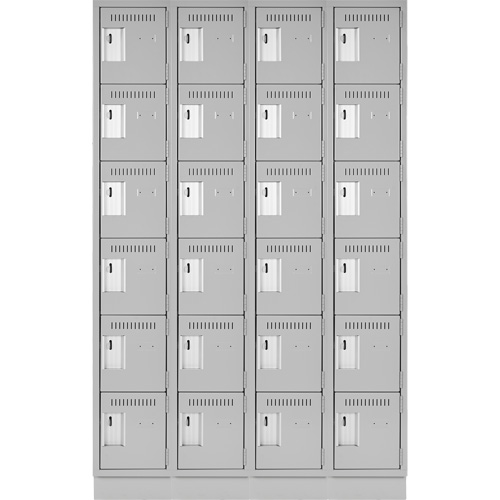 Clean Line Lockerette, 6 -tier, Bank of 4, 48" x 18" x 76", Steel, Grey, Rivet (Assembled) Chandler Sales