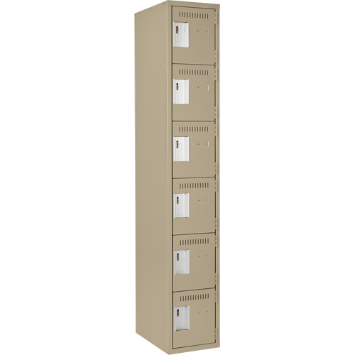 Clean Line Lockerette, 6 -tier, 12" x 18" x 72", Steel, Beige, Rivet (Assembled) Chandler Sales