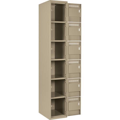 Petits casiers Clean Line, 6 niveaux, Bloc de 4, 48" x 18" x 72", Acier, Beige, Rivet (assembl&eacute;) Chandler Sales
