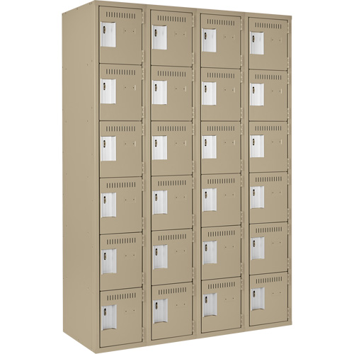 Petits casiers Clean Line, 6 niveaux, Bloc de 4, 48" x 18" x 72", Acier, Beige, Rivet (assembl&eacute;) Chandler Sales