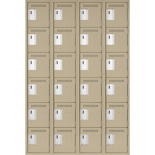 Petits casiers Clean Line, 6 niveaux, Bloc de 4, 48" x 18" x 72", Acier, Beige, Rivet (assembl&eacute;) Chandler Sales