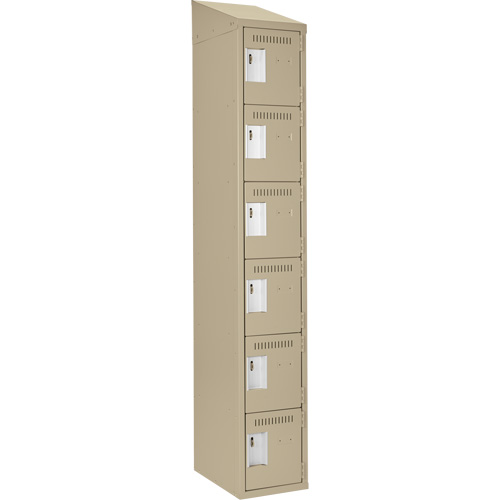 Clean Line Lockerette, 6 -tier, 12" x 18" x 78", Steel, Beige, Rivet (Assembled) Chandler Sales