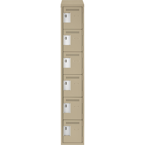 Clean Line Lockerette, 6 -tier, 12" x 18" x 78", Steel, Beige, Rivet (Assembled) Chandler Sales
