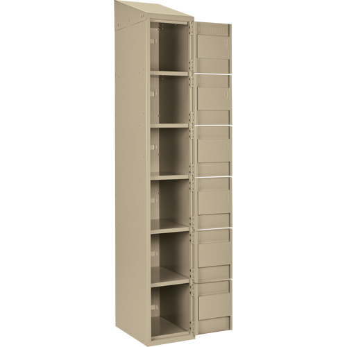 Clean Line Lockerette, 6 -tier, Bank of 4, 48" x 18" x 78", Steel, Beige, Rivet (Assembled) Chandler Sales