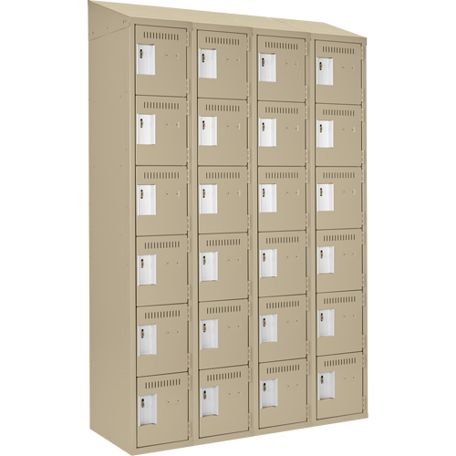 Clean Line Lockerette, 6 -tier, Bank of 4, 48" x 18" x 78", Steel, Beige, Rivet (Assembled) Chandler Sales