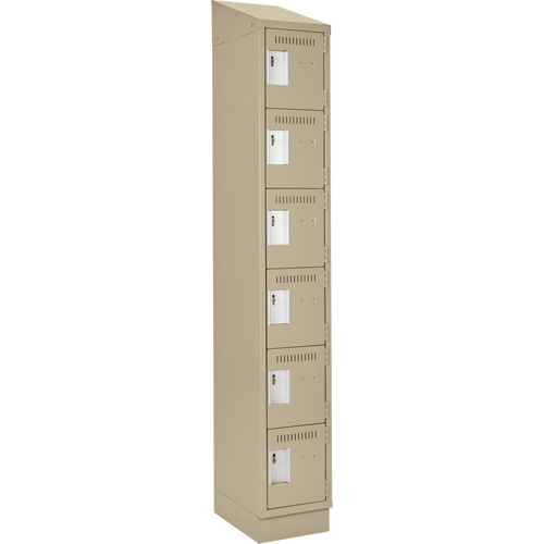 Clean Line Lockerette , 6 -tier, 12" x 18" x 82", Steel, Beige, Rivet (Assembled) Chandler Sales