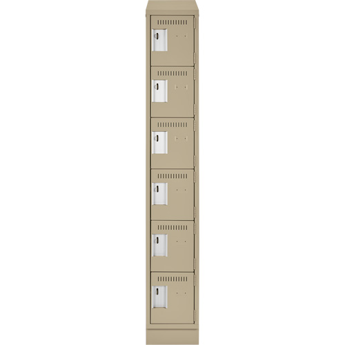 Clean Line Lockerette , 6 -tier, 12" x 18" x 82", Steel, Beige, Rivet (Assembled) Chandler Sales