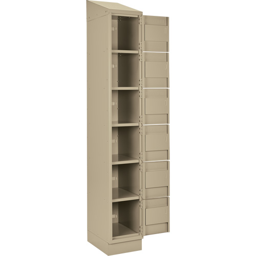 Clean Line Lockerette , 6 -tier, Bank of 4, 48" x 18" x 82", Steel, Beige, Rivet (Assembled) Chandler Sales