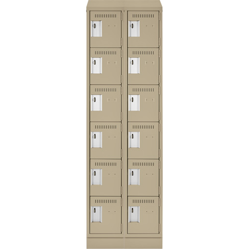 Clean Line Lockerette , 6 -tier, Bank of 2, 24" x 18" x 82", Steel, Beige, Rivet (Assembled) Chandler Sales