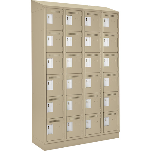 Clean Line Lockerette , 6 -tier, Bank of 4, 48" x 18" x 82", Steel, Beige, Rivet (Assembled) Chandler Sales
