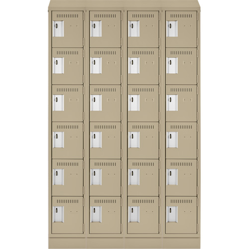 Clean Line Lockerette , 6 -tier, Bank of 4, 48" x 18" x 82", Steel, Beige, Rivet (Assembled) Chandler Sales