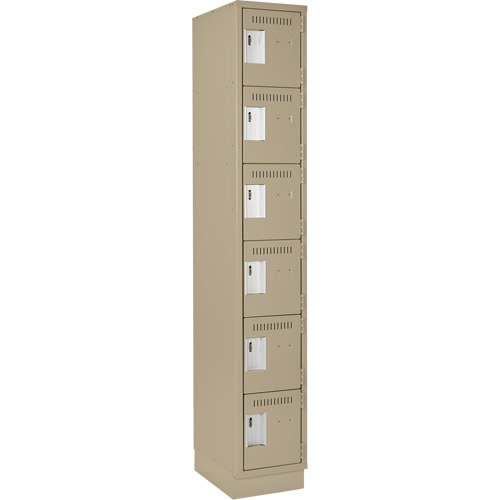 Clean Line Lockerette, 6 -tier, 12" x 18" x 76", Steel, Beige, Rivet (Assembled) Chandler Sales