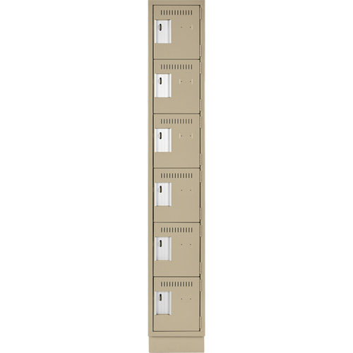 Clean Line Lockerette, 6 -tier, 12" x 18" x 76", Steel, Beige, Rivet (Assembled) Chandler Sales