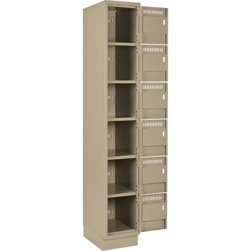 Clean Line Lockerette, 6 -tier, Bank of 2, 24" x 18" x 76", Steel, Beige, Rivet (Assembled) Chandler Sales