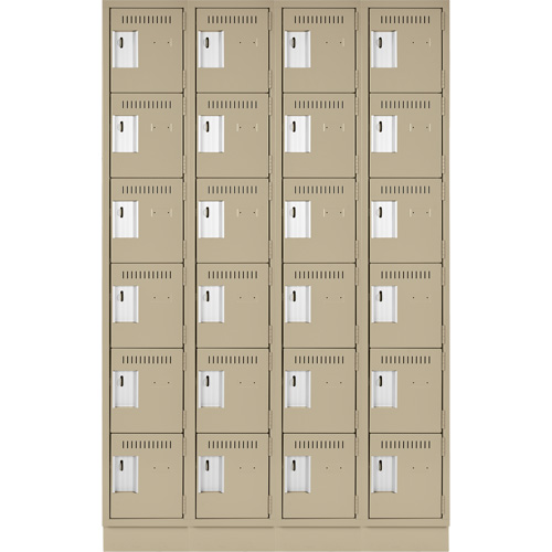 Clean Line Lockerette, 6 -tier, Bank of 4, 48" x 18" x 76", Steel, Beige, Rivet (Assembled) Chandler Sales