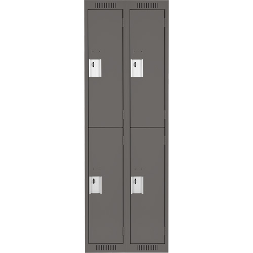 Clean Line Lockers, 2 -tier, Bank of 2, 24" x 18" x 72", Steel, Charcoal, Rivet (Assembled) Chandler Sales
