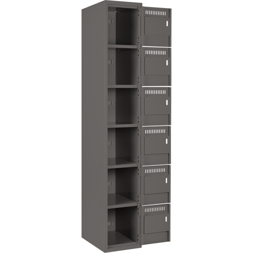 Petits casiers Clean Line, 6 niveaux, Bloc de 4, 48" x 18" x 72", Acier, Charbon, Rivet (assembl&eacute;) Chandler Sales