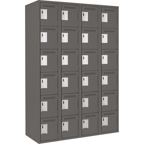 Petits casiers Clean Line, 6 niveaux, Bloc de 4, 48" x 18" x 72", Acier, Charbon, Rivet (assembl&eacute;) Chandler Sales