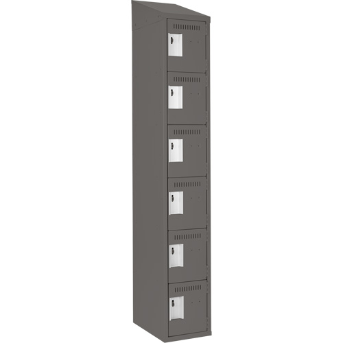 Clean Line Lockerette, 6 -tier, 12" x 18" x 78", Steel, Charcoal, Rivet (Assembled) Chandler Sales