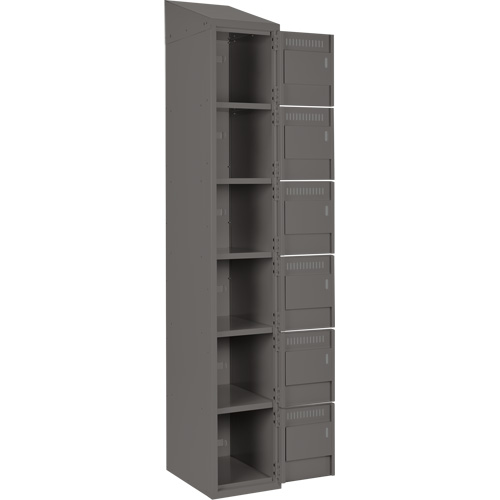 Clean Line Lockerette, 6 -tier, Bank of 3, 36" x 18" x 78", Steel, Charcoal, Rivet (Assembled) Chandler Sales