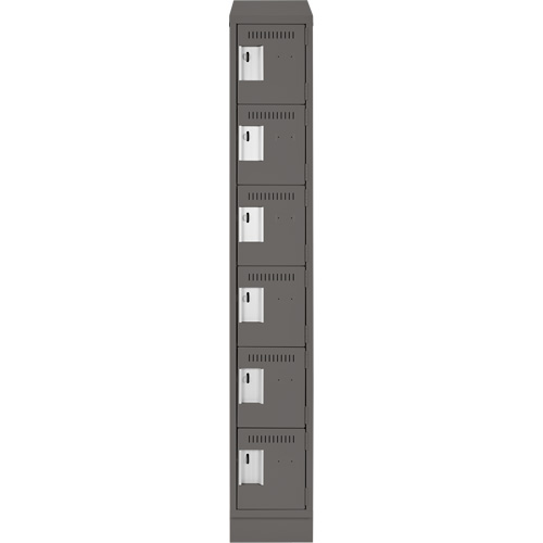 Petits casiers Clean Line, 6 niveaux, 12" x 18" x 82", Acier, Charbon, Rivet (assembl&eacute;) Chandler Sales