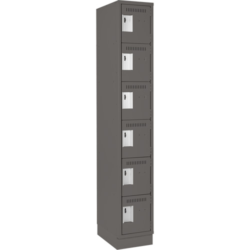 Clean Line Lockerette, 6 -tier, 12" x 18" x 76", Steel, Charcoal, Rivet (Assembled) Chandler Sales
