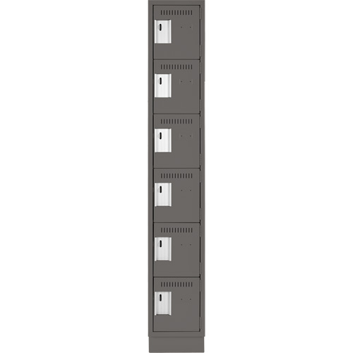 Clean Line Lockerette, 6 -tier, 12" x 18" x 76", Steel, Charcoal, Rivet (Assembled) Chandler Sales