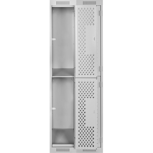 Clean Line Lockers, 2 -tier, Bank of 2, 24" x 12" x 72", Steel, Grey, Rivet (Assembled), Perforated Chandler Sales