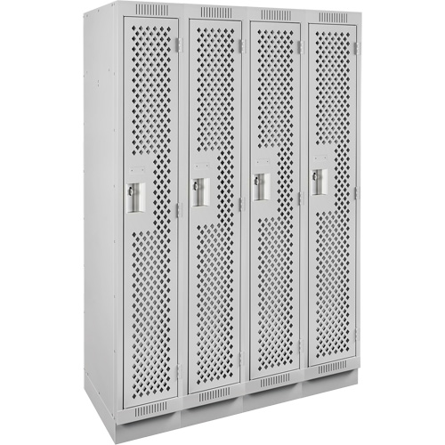 Clean Line Lockers, Bank of 4, 48" x 18" x 76", Steel, Grey, Rivet (Assembled), Perforated Chandler Sales
