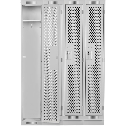 Clean Line Lockers, Bank of 4, 48" x 18" x 76", Steel, Grey, Rivet (Assembled), Perforated Chandler Sales
