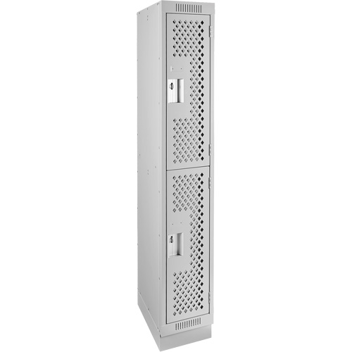 Clean Line Lockers, 2 -tier, 12" x 12" x 76", Steel, Grey, Rivet (Assembled), Perforated Chandler Sales