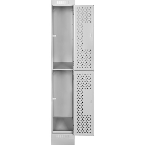 Clean Line Lockers, 2 -tier, 12" x 12" x 76", Steel, Grey, Rivet (Assembled), Perforated Chandler Sales