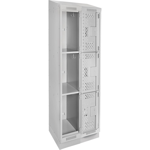 Clean Line Lockers, 3 -tier, Bank of 2, 24" x 15" x 82", Steel, Grey, Rivet (Assembled), Perforated Chandler Sales