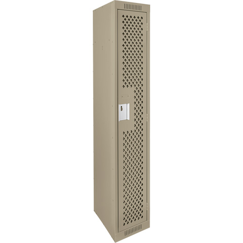 Clean Line Lockers, 12" x 12" x 72", Steel, Beige, Rivet (Assembled), Perforated Chandler Sales