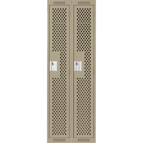 Clean Line Lockers, Bank of 2, 24" x 15" x 72", Steel, Beige, Rivet (Assembled), Perforated Chandler Sales