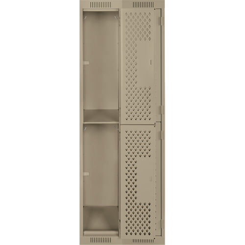 Clean Line Lockers, 2 -tier, Bank of 2, 24" x 12" x 72", Steel, Beige, Rivet (Assembled), Perforated Chandler Sales