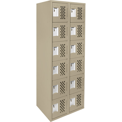 Clean-Line Perforated Lockerette, 6 -tier, Bank of 2, 15" x 72" x 12", Steel Chandler Sales