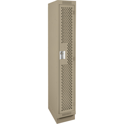 Clean Line Lockers, 12" x 15" x 76", Steel, Beige, Rivet (Assembled), Perforated Chandler Sales