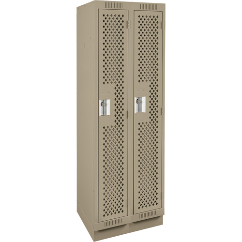Clean Line Lockers, Bank of 2, 24" x 18" x 76", Steel, Beige, Rivet (Assembled), Perforated Chandler Sales