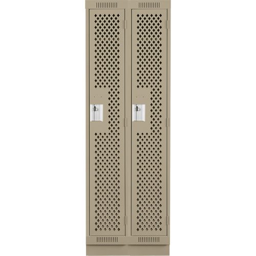 Clean Line Lockers, Bank of 2, 24" x 18" x 76", Steel, Beige, Rivet (Assembled), Perforated Chandler Sales