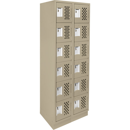 Assembled Lockerettes Clean Line Perforated Economy Lockers, 6 -tier, Bank of 2, 18" x 72" x 12", Steel Chandler Sales