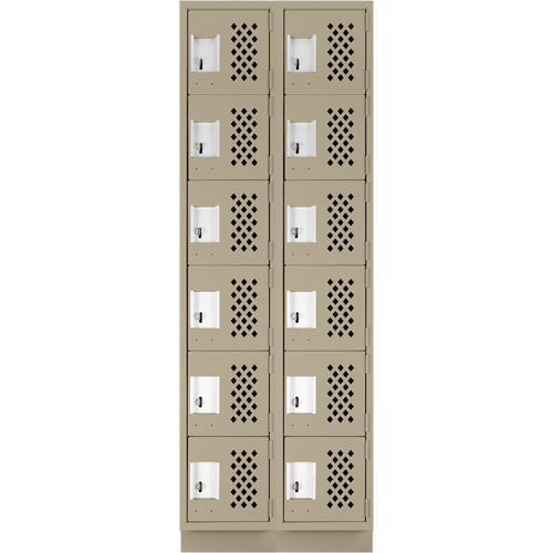 Assembled Lockerettes Clean Line Perforated Economy Lockers, 6 -tier, Bank of 2, 18" x 72" x 12", Steel Chandler Sales