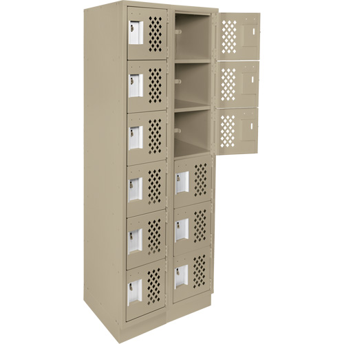 Assembled Lockerettes Clean Line Perforated Economy Lockers, 6 -tier, Bank of 2, 18" x 72" x 12", Steel Chandler Sales