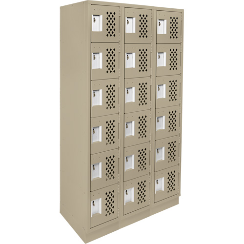 Assembled Lockerettes Clean Line Perforated Economy Lockers, 6 -tier, Bank of 3, 18" x 72" x 12", Steel Chandler Sales