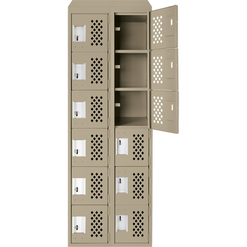 Assembled Lockerettes Clean Line Perforated Economy Lockers, 6 -tier, Bank of 2, 18" x 72" x 12", Steel Chandler Sales