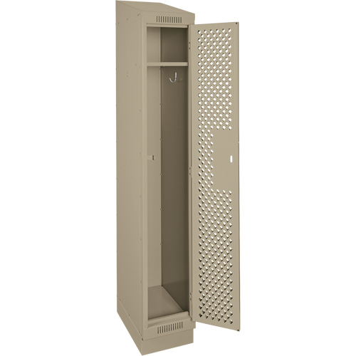 Clean Line Lockers, 12" x 15" x 82", Steel, Beige, Rivet (Assembled), Perforated Chandler Sales