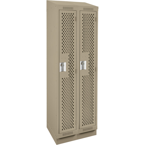 Clean Line Lockers, Bank of 2, 24" x 15" x 82", Steel, Beige, Rivet (Assembled), Perforated Chandler Sales