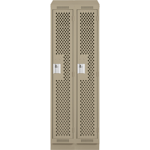 Clean Line Lockers, Bank of 2, 24" x 15" x 82", Steel, Beige, Rivet (Assembled), Perforated Chandler Sales
